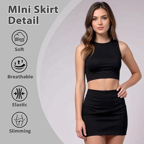 Sahunfri Schwarzer Rock, Minirock Schwarz mit Elastischer Taille, Bleistiftrock Damen für Sexy, Freizeitkleidung thumbnail 6
