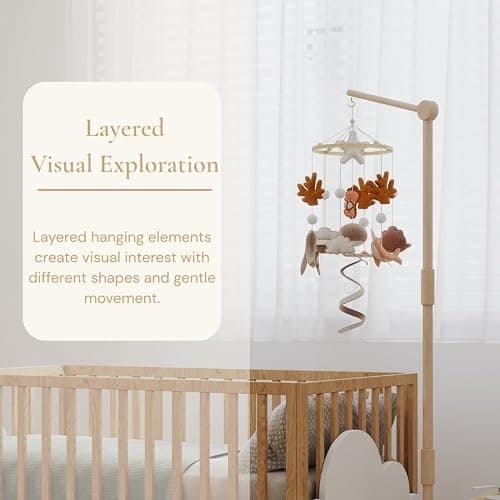 Baby Mobile for Crib – Handmade Ocean Baby Crib Mobile with Seahorse, Shell & Stingray, Nursery Mobiles with Beech Wood Ring, Mobile for Crib Hanging Toy, Neutral Felt Mobile for Bassinet Decor thumbnail 4
