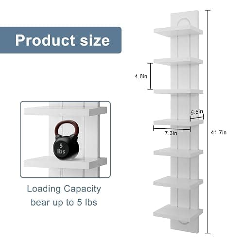 AskTag U-Shaped 7-Tier Compact Narrow RGB Light Wall Shelf Unit, White | Modern Vertical Shelf for Vanity, Ideal for Anime Figures, Perfumes, Cosmetics, Colleclibles thumbnail 2