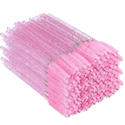 G2PLUS 100PCS Disposable Mascara Wands & Eyelash Spoolie Brush Applicators | Pink Crystal Handles for Lash Separation, Brow Grooming, Daily Beauty Routines, Client Touchups and Professional Salon Use - Image 1