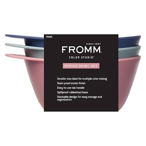 Fromm Color Studio Mixing Bowls for Hair Color, Hair Dye, Bleach and Treatments with Spill Proof Rubberized Base, 10 Ounce, 3 Pack thumbnail 7
