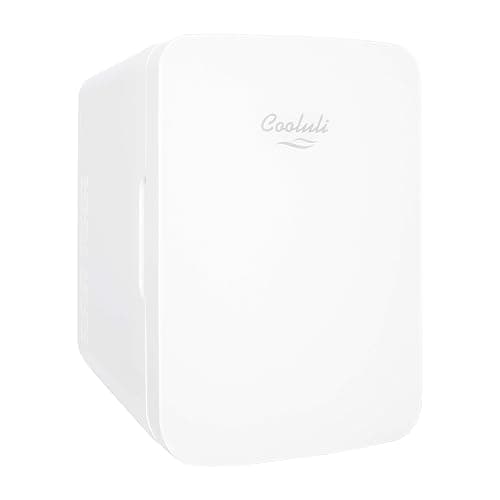 Cooluli 10L Mini Fridge for Bedroom - Car, Office Desk & College Dorm Room 12v Portable Cooler Warmer Food, Drinks, Skincare, Beauty Makeup AC/DC Small Refrigerator with Glass Front, 110 Volts, White - Image 1