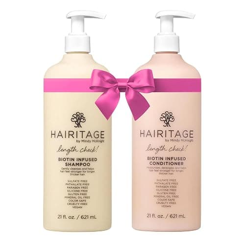 Hairitage Biotin + Castor Oil Shampoo and Conditioner Set - Volume + Moisture - Sulfate Free + Color Safe - Women + Men Hydrating Repair Shampoo Conditioner - Image 1