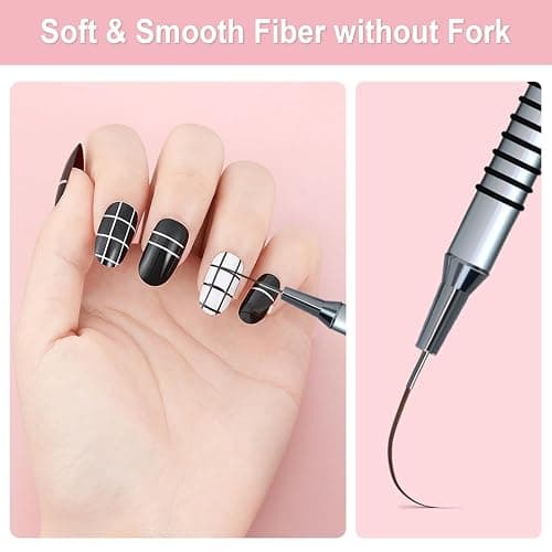Komall Metallic Nail Art Brushes, 6Pcs Non Slip Liner Brush Set, UV Gel Polish Painting Art Design Pen for Long Lines, Thin Details, Fine Drawing Sizes 5/7/9/11/20/25mm(Silver) thumbnail 3
