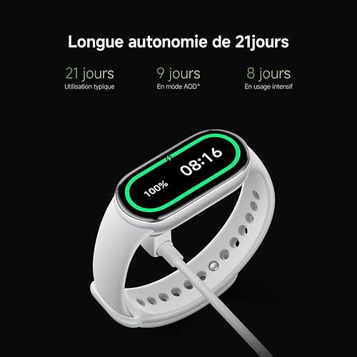 XIAOMI Smart Band 10, Bracelet Connecté, Autonomie 21 jours, rose | Charge rapide, suivi sommeil et santé, 150+ sports, iOS et Android, 5 ATM, garantie 2 ans, cadres multimatériaux thumbnail 11