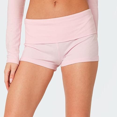 KMBANGI Womens Fold Over Shorts Elastic Waist Y2k Lounge Shorts Foldover Cute Pajama Micro Bottoms Mini Shorts Sleepwear thumbnail 3
