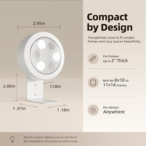 EZVALO Picture Lights for Wall, 2000mAh Rechargeable Battery Magnetic Poster Lights with 3 Color Temps & 12 RGB, Remote Dimmable Timer Painting Light, Wall Decor Light for Art Display, Frame (3 Pack) thumbnail 8