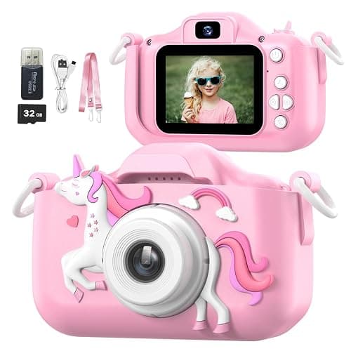 Mgaolo Kids Camera Toys for 3-12 Years Old Boys Girls Children,Portable Child Digital Video Camera with Silicone Cover, Christmas Birthday Gifts for Toddler Age 3 4 5 6 7 8 9 (Pink) - Pink - Image 1