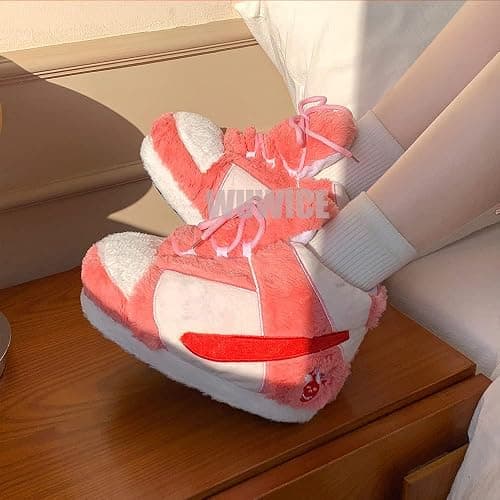 LAPRBY Sneaker Slippers Non Slip Sole Indoor House Plush Slippers Unisex Indoor Floor Cotton Shoes - 4-12 - Pink thumbnail 3