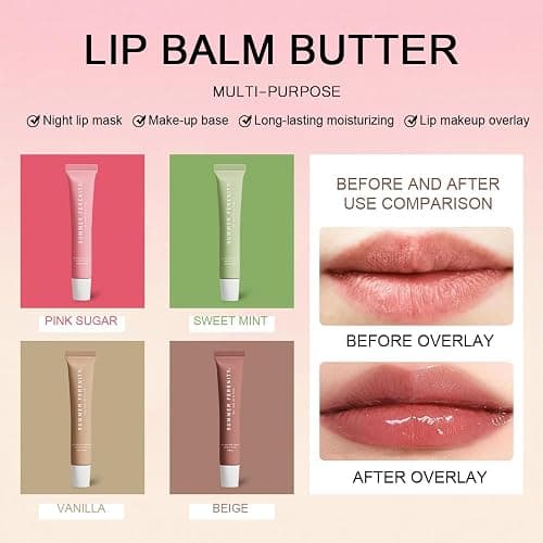 4 PCS Summer Lip Balm Tinted Lip Butter Balm - Conditioning Lip Mask,Ultra-Hydrating,Instant Moisture, Shine,Hydration - Sheer-Tinted,Soothing Lip Care - 0.5 Fl Oz (Pack of 4) thumbnail 3
