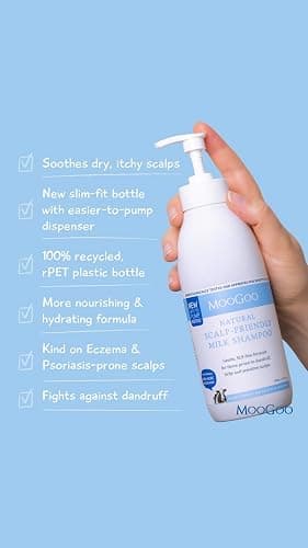 MooGoo Natural Milk Shampoo & Cream Conditioner Pack - For Itchy, Dry, Eczema, Psoriasis & Dandruff Prone Scalps – SLS, Silicone, Sulfate & Paraben Free - Natural & Gentle Formula – 2x 500ml thumbnail 4