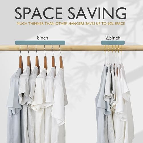 ManGotree Velvet Coat Hangers with 360° Swivel Gold Hook, Non-Slip Felt Suit Hangers, Ultra-Thin Space Saving Clothes Hanger for Jacket, Sweater, Shirt, Dress, Pants (66 Pack, White) thumbnail 7