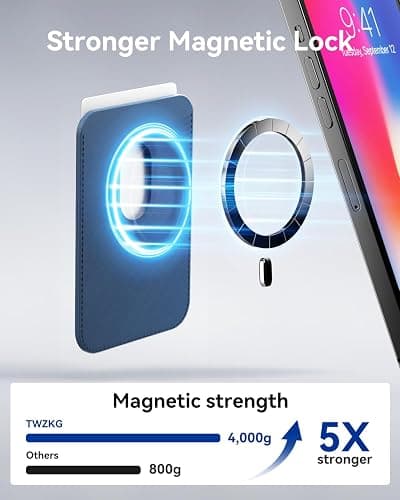 TWZKG for MagSafe Wallet, 3 Card Holder, Magnetic Phone Wallet for iPhone 17/16/15/14/13/12 Series,RFID Blocking Vegan Leather,Navy Blue thumbnail 3