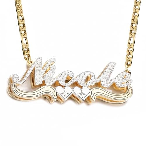 Zloris Custom Double Plated Name Necklace 18K Gold Plated Name Chains for Women Nameplate Pendant Jewelry Gift - Image 1