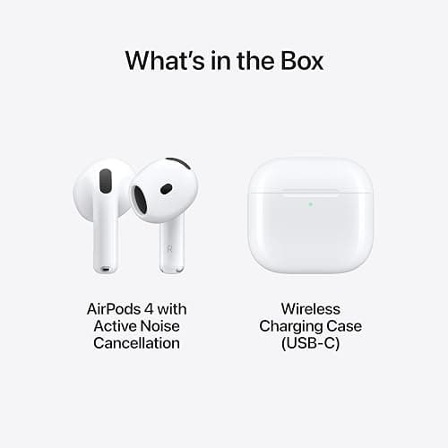 Apple AirPods 4 with Active Noise Cancellation, Wireless Earbuds, Bluetooth Headphones, Adaptive Audio, Transparency Mode, Personalised Spatial Audio, USB-C Charging Case, Wireless Charging, H2 Chip thumbnail 6