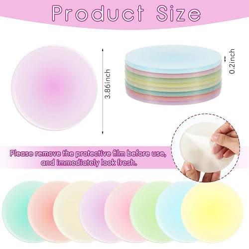 Irenare 8 Pieces Colorful Acrylic Coaster 3.9 Inches Cute Coasters Round Heat Resistant Holder Anti Slip Table Aesthetic for Coffee Table Home Decoration Gift(Rainbow Pastels Color) thumbnail 3