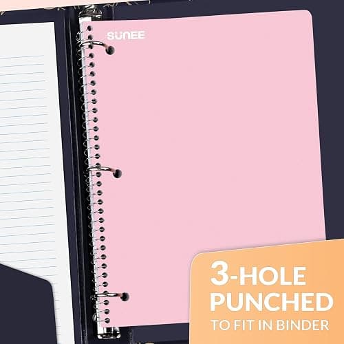 SUNEE Spiral Notebooks, 6 Pack, 1-Subject, College Ruled Paper, 8" x 10-1/2", 70 Sheets per Notebook, Assorted Pastel Colors Spiral Notebooks for School thumbnail 6