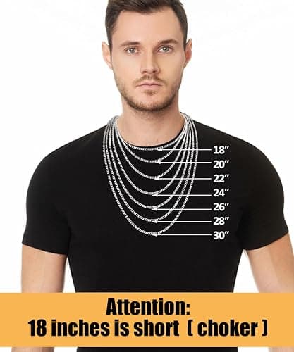 Fiusem 3.5mm Cuban Link Chains for Men, Silver Tone/Black/14K Gold Plated Stainless Steel Necklace Chain, Mens Necklace 16, 18, 20, 22, 24, 26, 28 Inch thumbnail 2