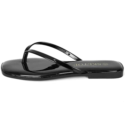 SKETOE Flip Flops for Women Square Toe Flat Sandals for Women Comfortable Thong Sandals Leather Flip Flops Lightweight Summer Beach Sandals Dressy Vacation Essentials Slides thumbnail 5
