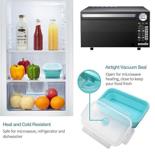 Alimat PluS Silicone Food Storage Containers with Lids, 3 Pack Set 27oz(800ml) Collapsible Meal Prep Lunch Containers, Microwave, Freezer and Dishwasher Safe thumbnail 6