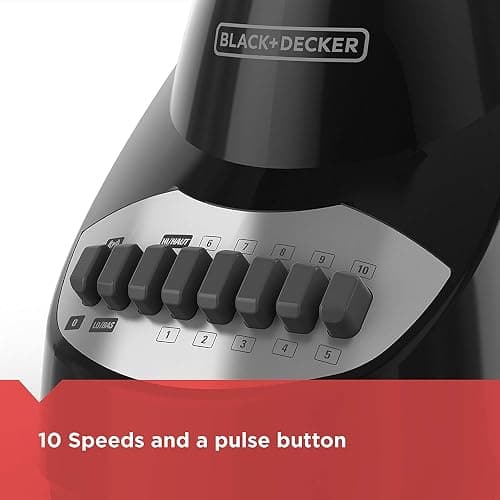 BLACK+DECKER Countertop Blender with 5-Cup Glass Jar, 10-Speed Settings, Black, BL2010BG thumbnail 4