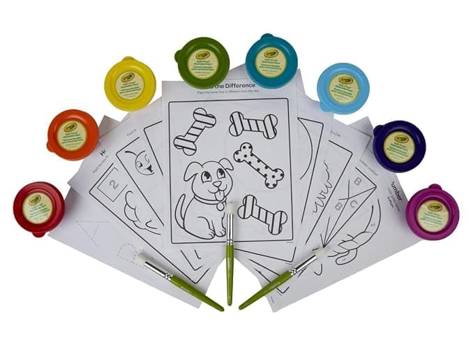 Crayola Spill Proof Paint Set (8ct), Stocking Stuffer & Holiday Gifts for Toddlers, Washable Toddler Paint Kit, With Brushes, Pots, Activity Pages, Ages 3+ thumbnail 7