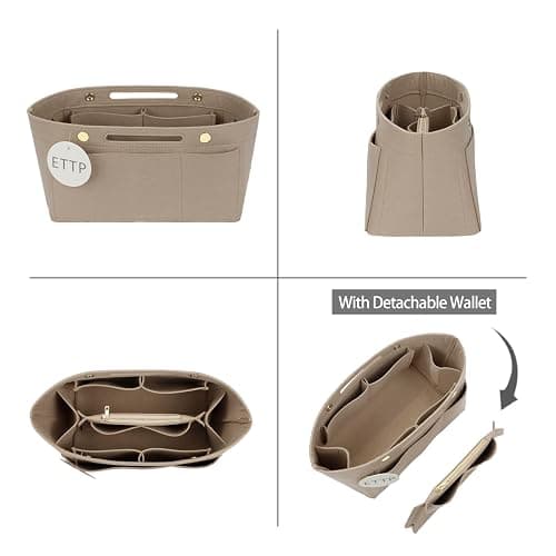 ETTP Purse Organizer Insert for Tote, Handbag Organizer Compatible with Shoulder Bag Large/Small, LE PLIAGE Top Handle Small/Medium (Beige, Large) thumbnail 4