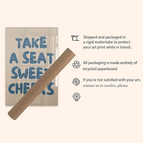 Blue Retro “Take A Seat Sweet Cheeks” Wall Art, Funny Quote Poster Print, Bathroom Wall Decor, Guest Room Home Decor (Unframed) (11x14) thumbnail 3