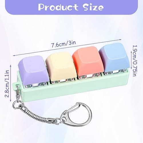 Mabor Fidget Keyboard Clicker, Keyboard Keychain of 4 Colors Decompression Keycap Button Stress Relief Gifts for Adult Women to Relief Stress Pass Time thumbnail 2