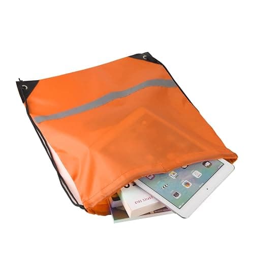 KUUQA 12 Pcs Drawstring Backpack Bag Bulk Reflective Backpack Orange String Bags Cinch Sack Backpack for Team Yoga Sport Gym Traveling thumbnail 4
