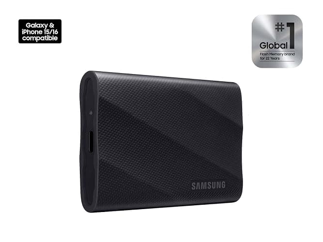 SAMSUNG T9 Portable SSD 4TB, USB 3.2 Gen 2x2 External Solid State Drive, Seq. Read Speeds Up to 2,000MB/s for Gaming, Students and Professionals,MU-PG4T0B/AM, Black (pack of 1) thumbnail 2