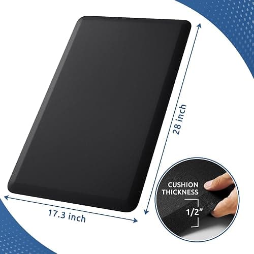 KitchenClouds Kitchen Mat Cushioned Anti Fatigue Rug 17.3"x28" Waterproof, Non Slip, Standing and Comfort Desk/Floor Mats for House Sink Office (Black) thumbnail 2