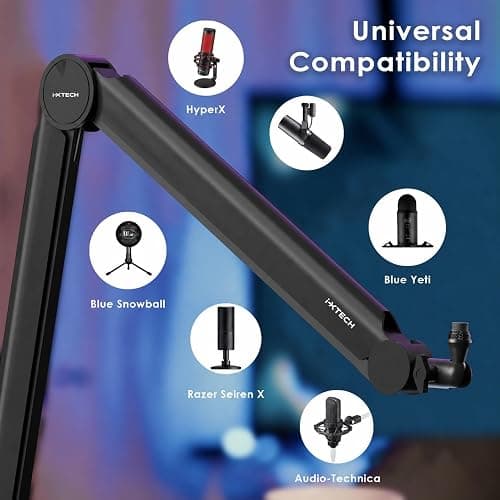 IXTECH Premium Microphone Boom Arm with Desk Mount, 360° Rotatable, Fully Adjustable, for Podcast, Video, Gaming, Radio, Studio, Recording, Sturdy and Universal VALIANT Model thumbnail 3