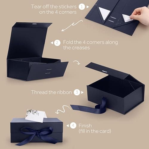 Geschenkbox,GeeRic Verpackungswelt Geschenk-Box mit Deckel 22 * 16 * 8.8cm Premium Geschenkbox mit Magnetverschluss und Geschenkband für Feiertage Hochzeit thumbnail 4