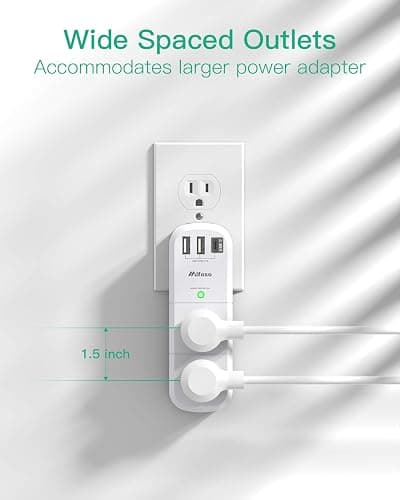 Outlet Extender with Rotating Plug, Mifaso Surge Protector 6 AC Multi Plug Wall Outlets and 3 USB Ports, 1800 Joules, 3-Sided Swivel Power Strip Spaced Splitter for Home, Travel, Dorm Room Essentials thumbnail 5