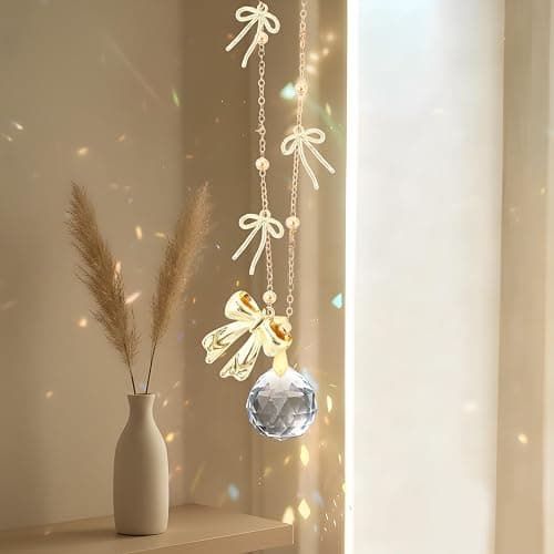 Celavoy Bow Car Mirror Hanging Accessories - Gold Cute Coquettee Bowknot Cars Charm for Rearview Mirrors Crystal Ball Suncatchers Pendant Ornament Auto Interior Decor Birthday Gifts for Women Girls thumbnail 7