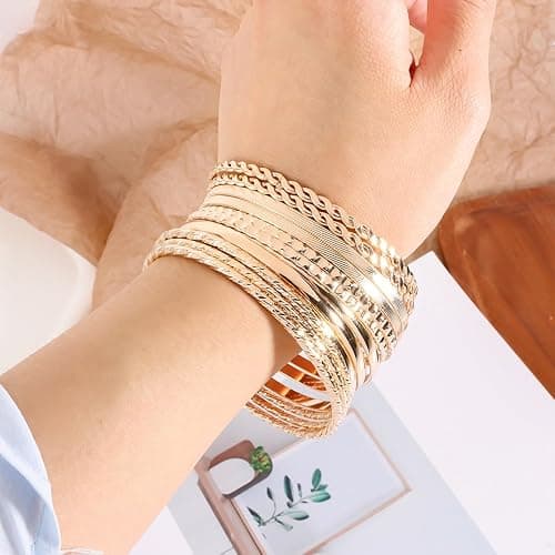 HaHaGirl 44-65pcs Golden Silver Plated Jewelry Sets Necklaces,Bracelets Bangles,Earring,Rings for Women Valentine Anniversary Birthday Friendship thumbnail 2