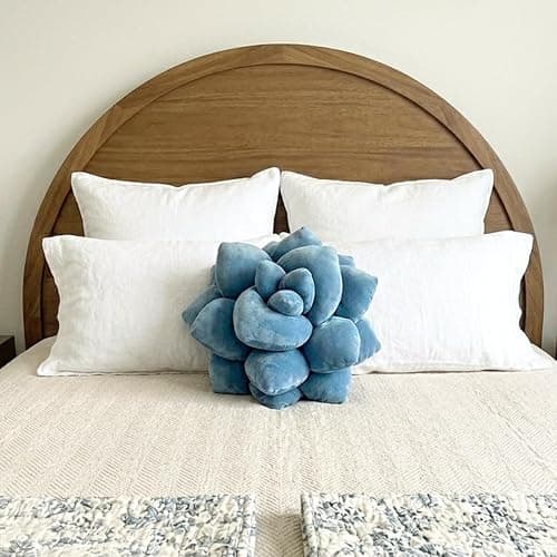 Green Philosophy Co. Succulent® Pillow 16" - Soft 3D Decorative Flower Throw Pillow, Unique Smokey Blue Plush Flower Cushion, Perfect for Couch, Sofa, Bedroom Decor, Gift for Plant Lovers thumbnail 3