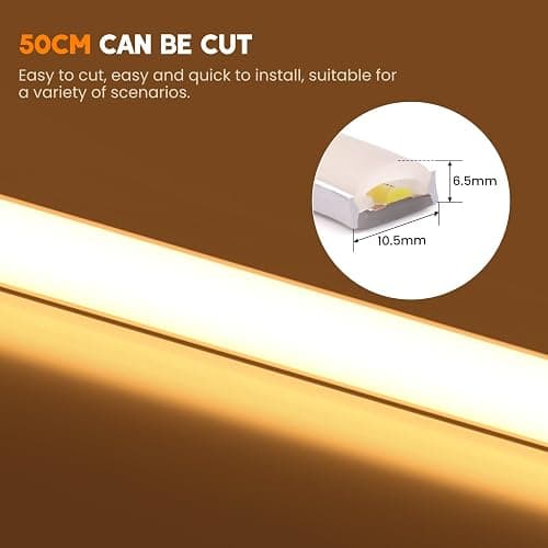 KISUFU Bandeau LED COB 220V, IP65 étanche Flexible néon LED Strip 288 Leds/m Bandes à LED Ruban pour DIY Chambre, Cuisine, Exterieur Maison Décoration. Blanc,1M thumbnail 6