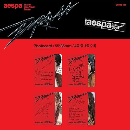 aespa - 4th Mini Album [DRAMA] (Scene Ver. - Random) Poster R + Postcard + Sticker + Photocard + 2 Pin Badges + 4 Extra Photocards thumbnail 6