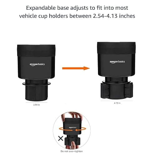 Amazon Basics Car Cup Holder Expander with Adjustable Base, Fits Large Bottles 3.4 to 3.8 in Diameter, Securely Holds Yeti, Hydro Flask and More, Black thumbnail 5
