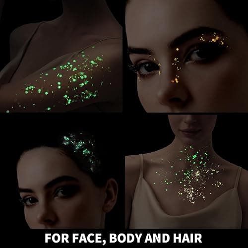 Teenitor 6 Colors Glow in The Dark Glitter Gel, Face Glitter Gel, Body Glitter Hair Glitter for Carnival Makeup UV Black Light Party Cheer Raves Festivals thumbnail 5