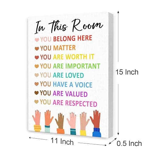 Inspirational Diversity Wall Art,Motivational Classroom Wall Decor,In This Room Equality Canvas Wall Art for School Nursery thumbnail 2