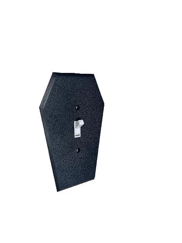 The Grey House Gothic Coffin Shaped Light Switch Cover Halloween Decor (Single Toggle Light Switch Cover), Black thumbnail 2