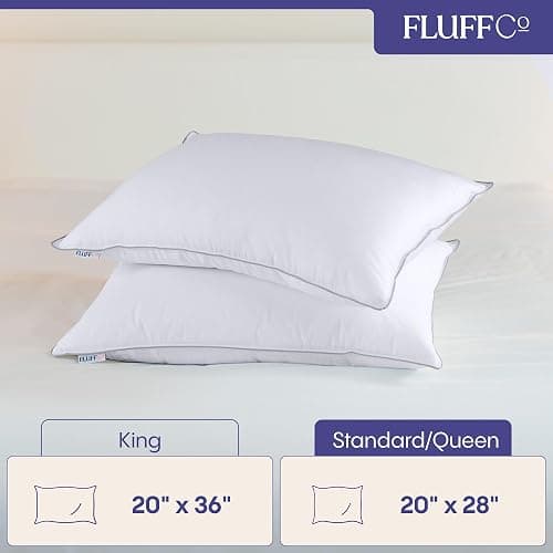 FluffCo Down Alternative Pillows Standard/Queen Size Set of 2 - Queen Bed Pillows for Sleeping - Made in USA - Cooling Surface and Machine Washable for Side, Back, and Stomach Sleepers - Gift for Home thumbnail 4