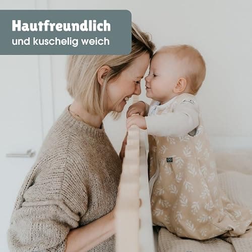emma & noah Baby Schlafsack 1.0 TOG, Ganzjahres Schlafsack für den Frühling, Sommer und Herbst, 100% Bio-Baumwolle, OEKO-TEX Zertifiziert, Strampelsack für Neugeborene (Essential Beige, 60 cm) thumbnail 7