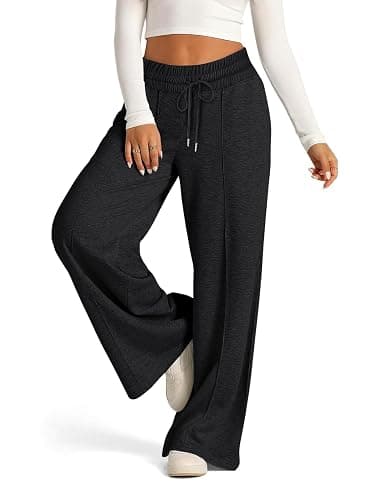 PEHMEA Women's Wide Leg Sweatpants High Waisted, Cozy Lounge Pants with Pockets Drawstring Loose Fit Casual Joggers thumbnail 2