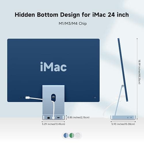 Minisopuru iExpandMate DS802PRO iMac Accessories with 4K@60Hz HDMI, USB C Charging, 2.5GbE, 4TB M.2 SSD Enclosure, USB C Hub for iMac 24 inch M1/M3/M4, iMac Hub with 4 x USB, SD/TF, Audio | Blue thumbnail 7