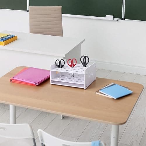 Unittype 30 Holes Scissor Holder White Plastic Scissor Storage Stand Rack Organizer 11 x 10 x 6 Inches Desktop Tool Stand for Classroom Pens Makeup Brushes Barbershop Home Office Craft Supplies thumbnail 6