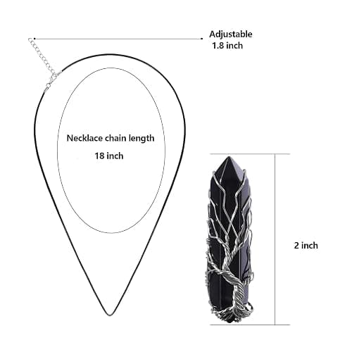 VIBILIA Healing Crystal Necklace Tree of Life Wire Wrapped Natural Stone Point Pendant Necklace Hexagonal Reiki Spiritual Quartz Gemstone Jewelry for Women Men thumbnail 2